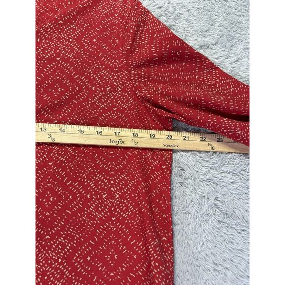 Lauren Ralph Lauren Womens Medium Red Tan Boho Retro Popover Tunic Top Blouse - Picture 9 of 11